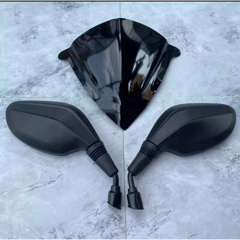 Paket visor honda vario 125 lama bohlam plus spion click thailand hitam polos universal pnp