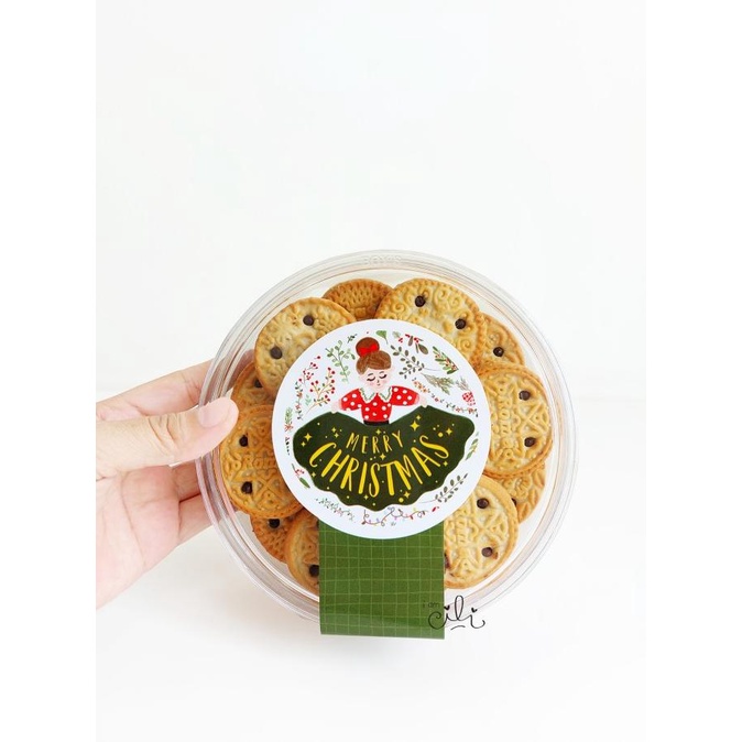 

monggo] (SC043) stiker natal christmas GIRLY untuk toples 500gr (uk 8x15cm)