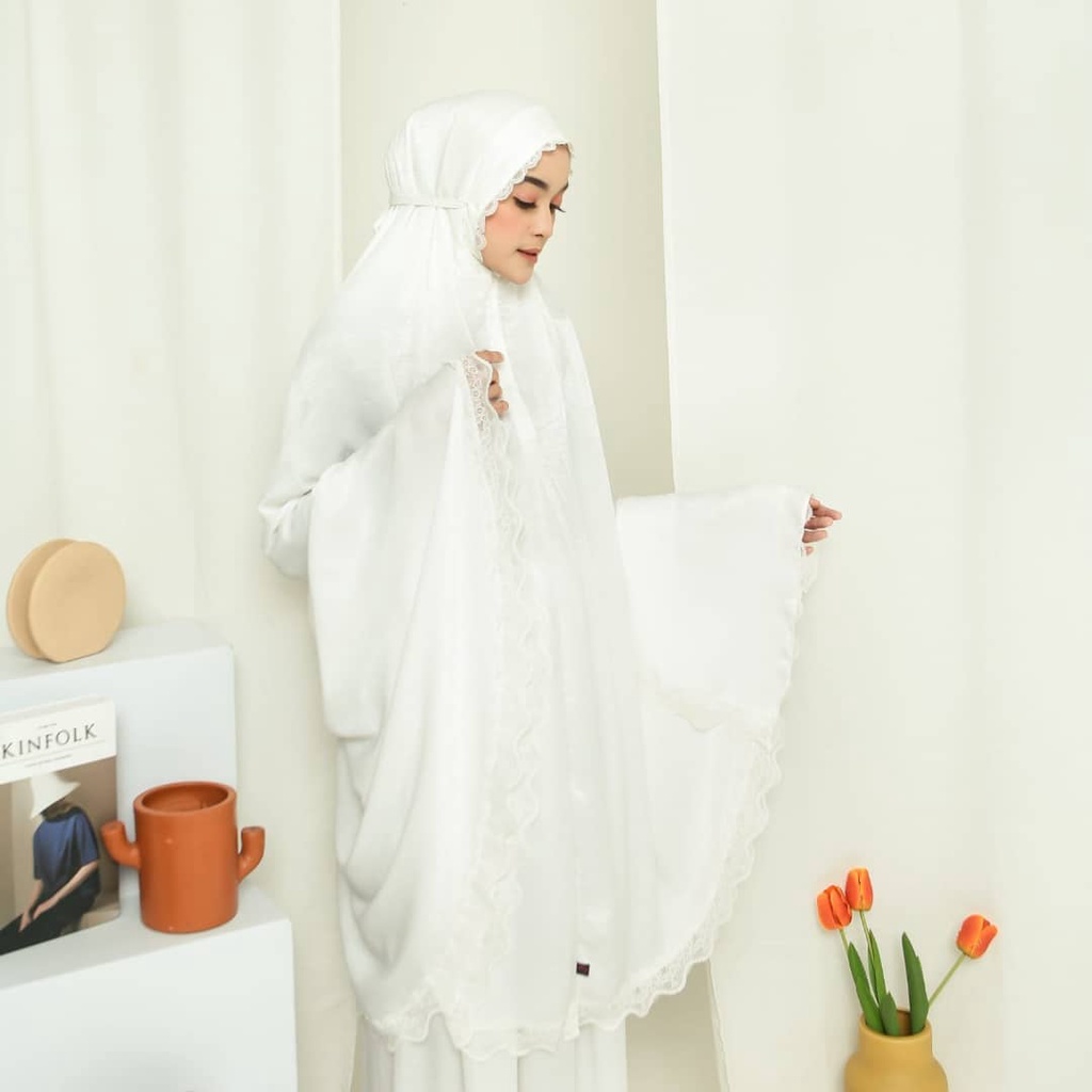 Premium Mukena Mukenah Dewasa Santorini Polos Adem Silky Silk Premium Terbaru