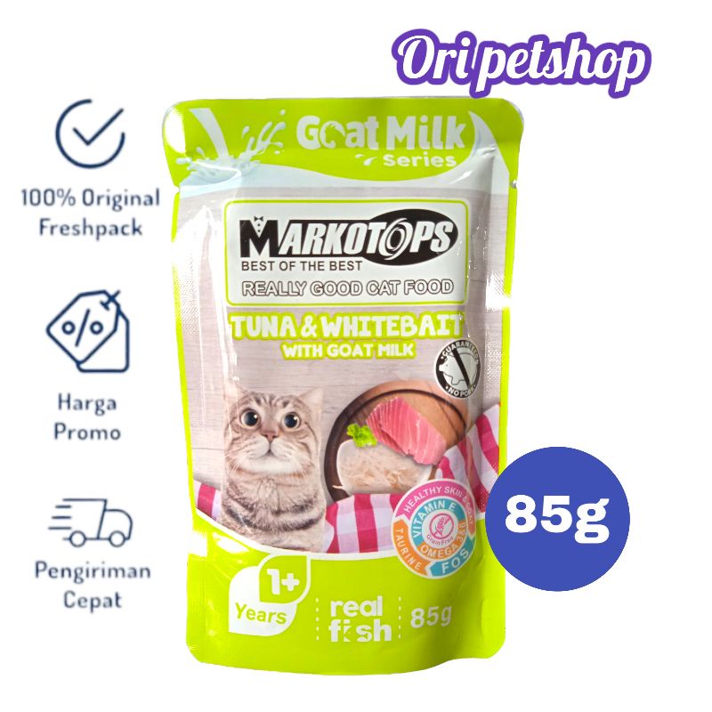 Markotops Pouch Sachet 85gr Wet Cat Food - Tuna Withebait