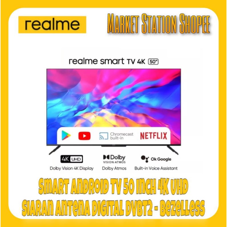 Smart Android TV Realme TV 50 inch 4K Android 10 New Garansi Resmi (MEDAN/LUAR KOTA)