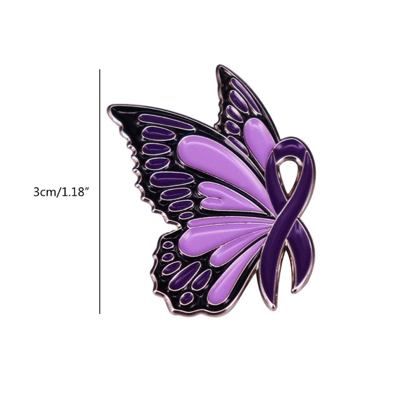 Siy Ungu Kupu-Kupu Pita Bros Tetes Cat Minyak Lencana Lucu Perhiasan Halus