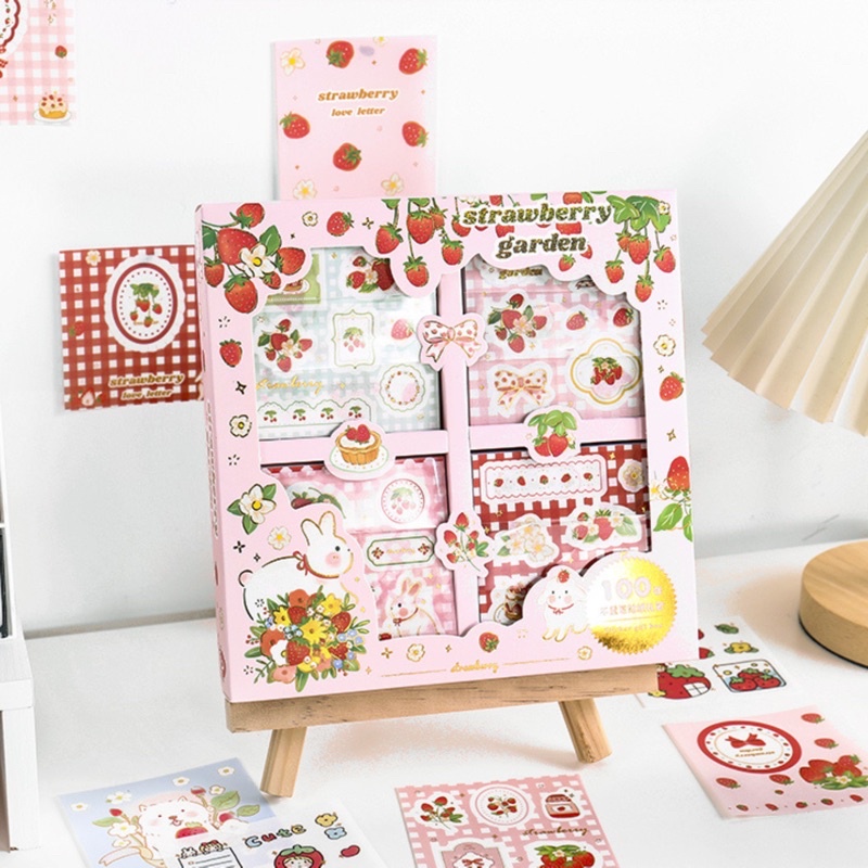 

Sticker Strawberry Garden Aesthetic Tumbler/Diary/Binder/Scrapbook/Case HP Dekorasi Transparant Stiker 1 Lembar