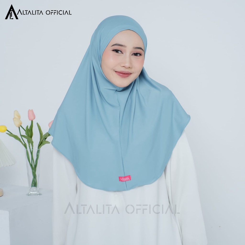 Altalita - Hijab Instan Bergo Zaida Malay Non Pet Syari Menutup Dada | Jilbab Khimar Instan Polos Non Pet Terbaru | Kerudung Malaysia Instan Jumbo Non Pad Bahan Jersey Premium Cocok untuk Sekolah Olahraga Volly Futsal Senam dan Sehari-hari