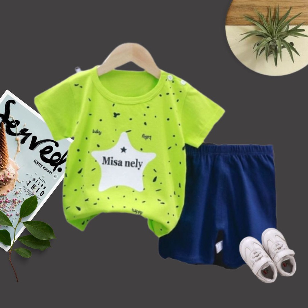 HappyOliver KIDS SUIT PENDEK Setelan Anak Bahan Kaos Lengan + Celana Berkualitas Import ebv cowok