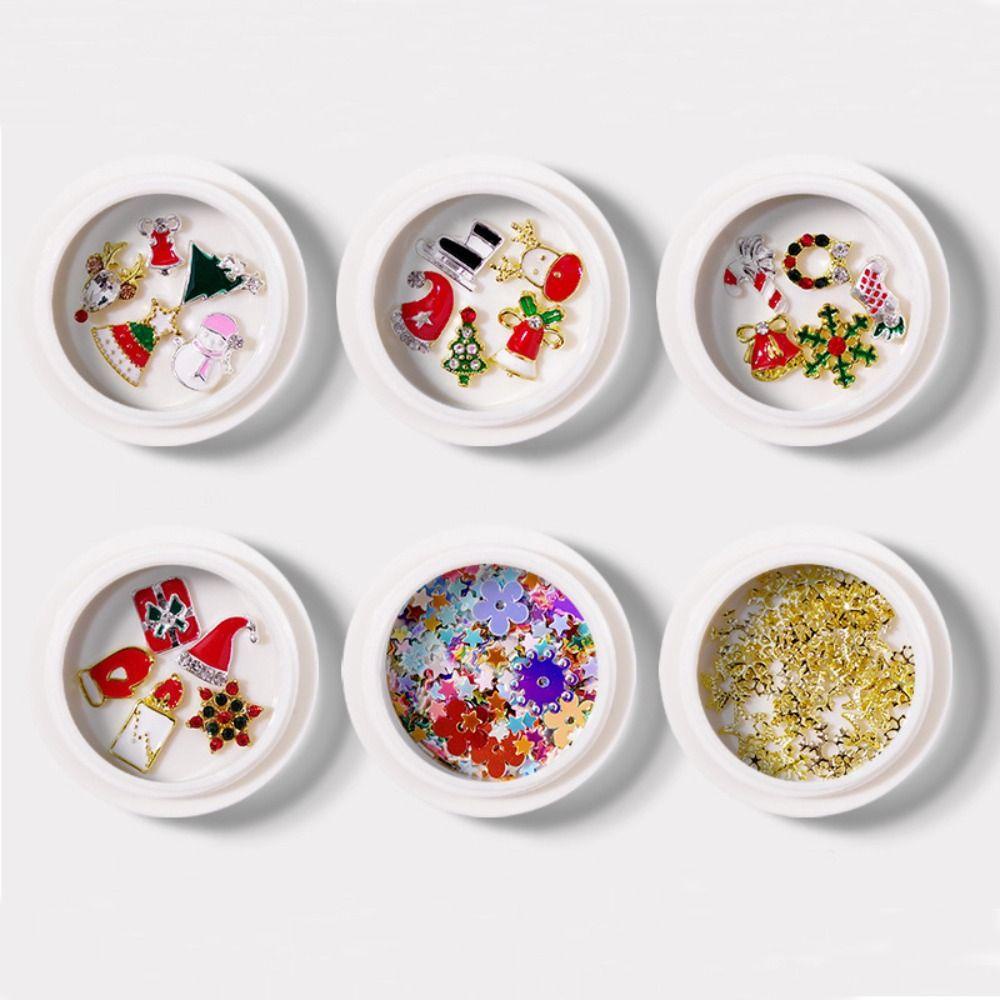 AUGUSTINA Agustinina Natal Dekorasi Nail Art Glitter Fashion Alloy Elk Woman Gift Santa Claus Snowflake Snowman Shiny 3D Rhinestones