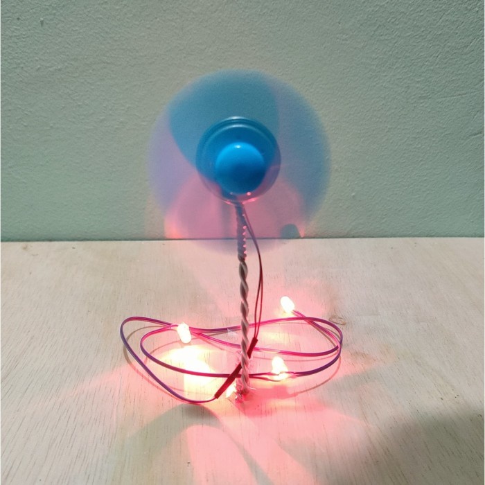 TERBAIK ( 2 PCS)Turbin Angin Mini Listrik DC 3 LED 1 Warna Generator Dinamo DVD