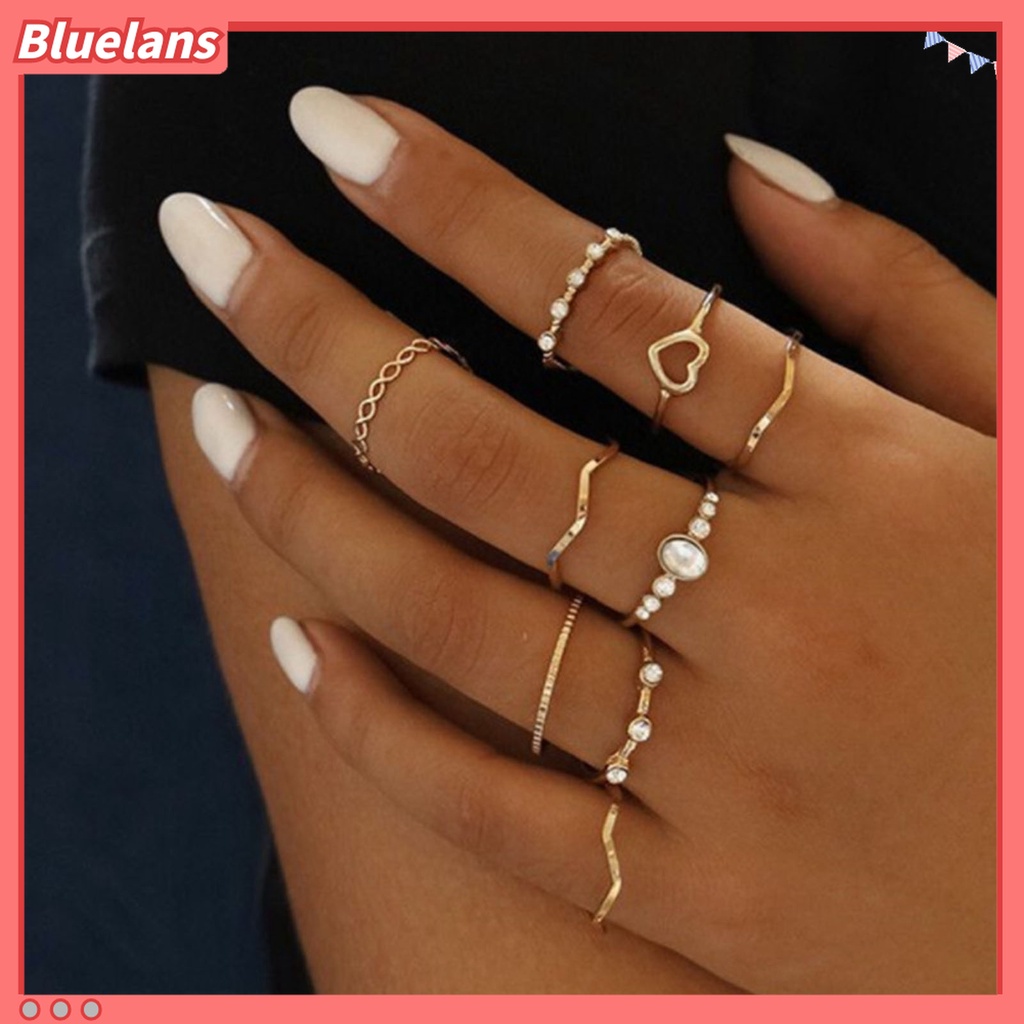 Bluelans 9 Pcs / Set Cincin Jari Gaya Vintage Untuk Hadiah Wanita