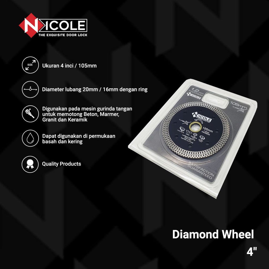 Diamond Wheel 4 Inci Turbo Mata Pisau Potong Keramik Granit Beton Nicole