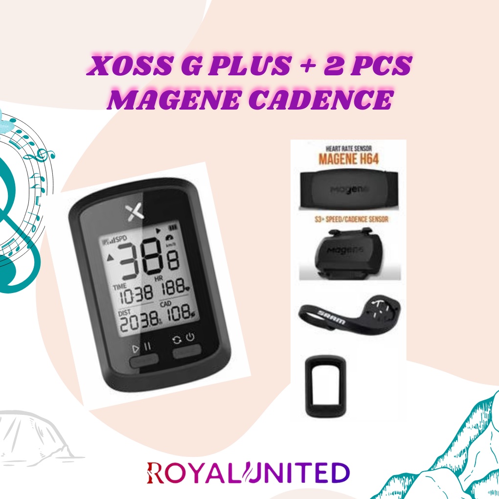 Xoss G Plus Speedometer English Version GPS Speedometer XOSS G Plus Paket dan 2 Magene Cadence High Quality