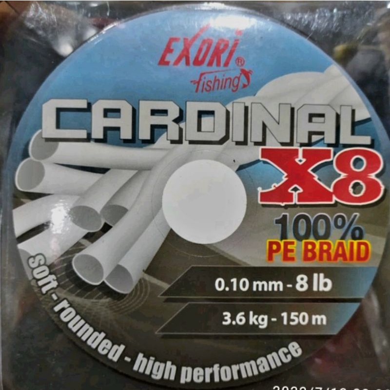 Senar PE Cardinal X8 150m EXORI 100% PE Braid SOFT ROUNDED HIGH PERFORMANCE