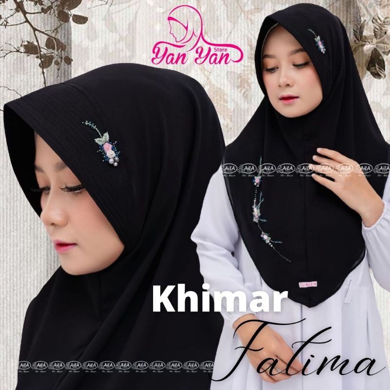 Khimar Fatima Original Hijab Handmade Sulam Payet Ceruty Babydoll 2 Layer by Aila Bergo Pesta Modern