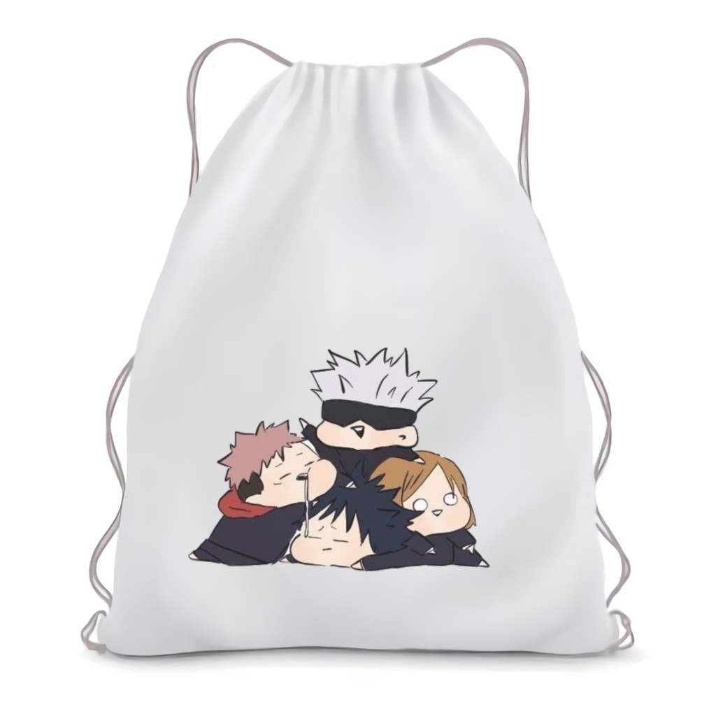 BISA CUSTOM Stringbag Ransel Serut Tas drawstring Anime JUJUTSU KAISEN tas sekolah kampus olahraga string bag multifungsi || Kiiyoomii ||