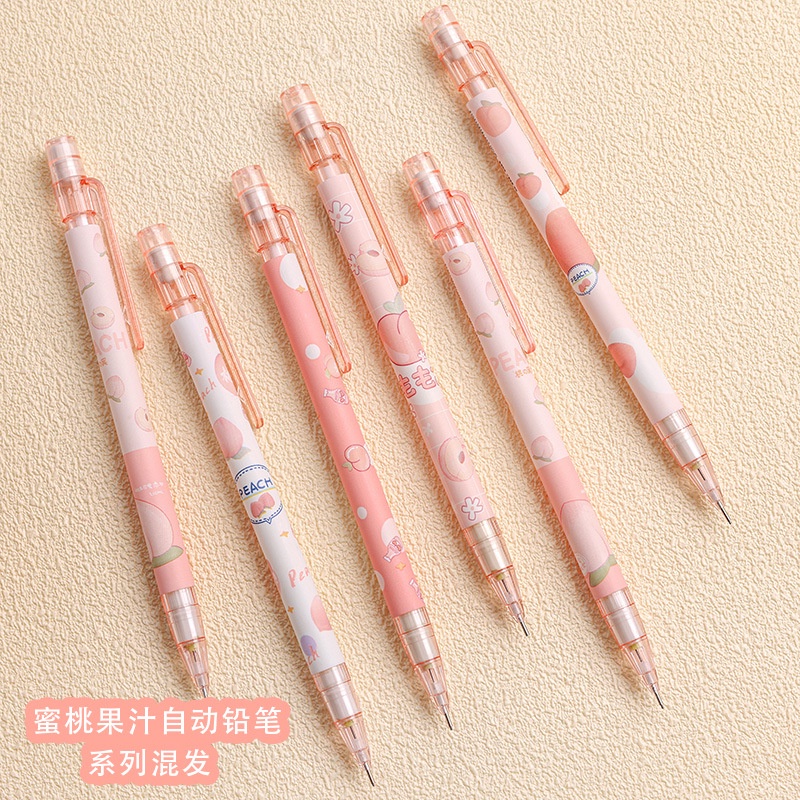 OVERFLOWS.ID | PENSIL MEKANIK FRUIT PEACH PEN MEKANIK LUCU PENCIL MEKANIK OTOMATIS PENSIL CETEKAN LUCU