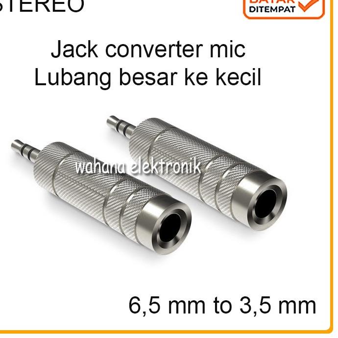 Flash Sale--(2 PCS) Jek Converter Mik Jack 3.5mm to 6.5mm Konektor Adapter Sambungan Mic Besar Ke Ke