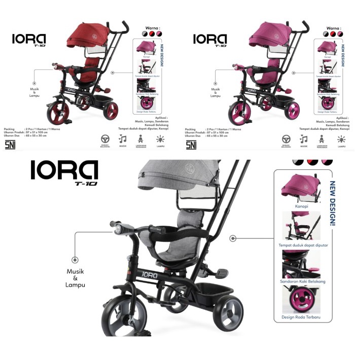 AUTOSHOPE Sepeda Roda 3 Stoler Lipat Anak Bayi Tricycle Dorong PMB IORA