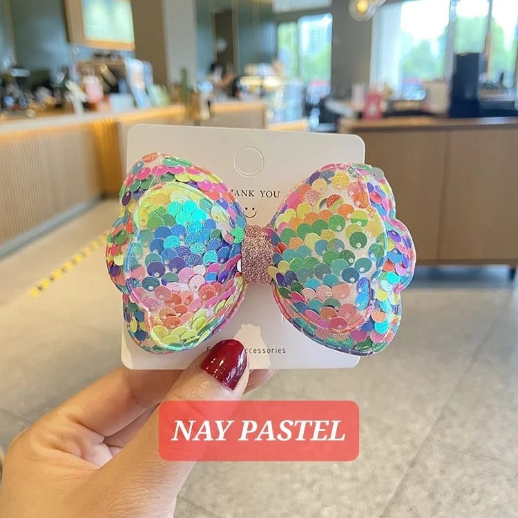 NAY BOW JEPIT PITA RAMBUT ANAK CEWEK AKSESORIS FASHION KOREA IMPORT SEQUIN BLING