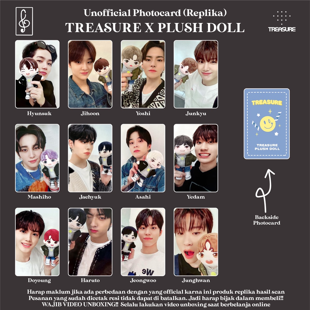 [REPLIKA TREASURE] PHOTOCARD TREASURE X PLUSH DOLL UNOFFICIAL