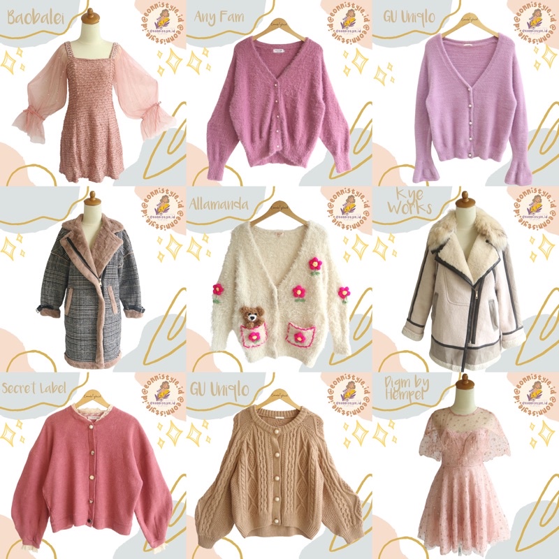 SWEATER BULU - BULU JAKET FUZZY CARDI OUTER RAJUT MOTIF SULAM BORDIR CARDIGAN FUZZY ARGYLE LILAC BAL