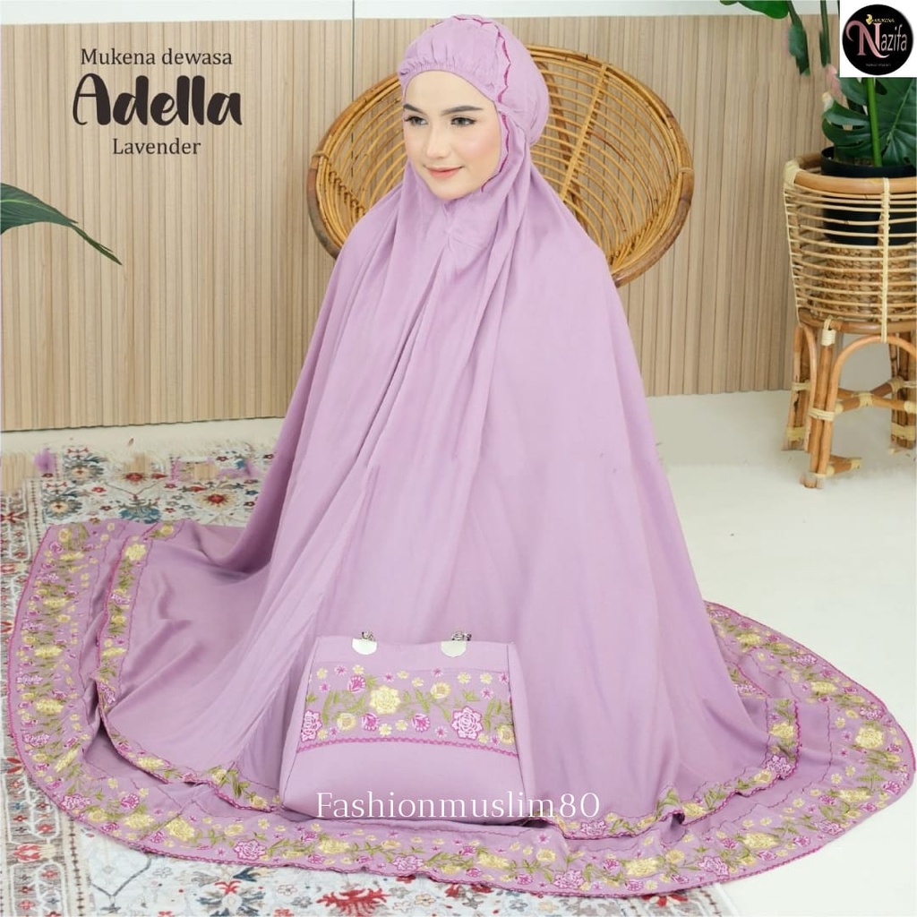 Mukena Dewasa Jumbo Bordir  Mewah Adella Ungu Lavender
