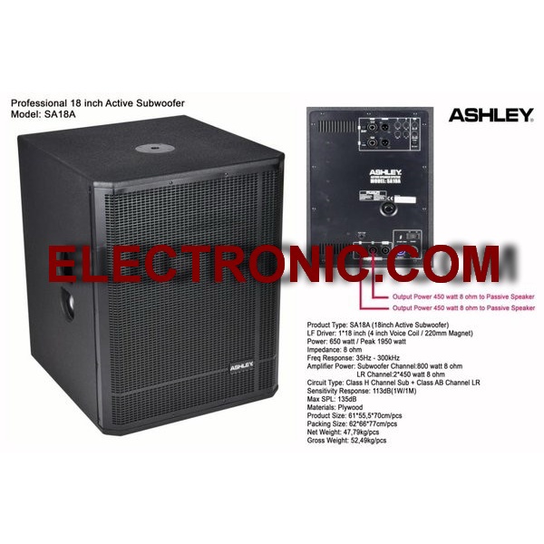 subwofer aktif ashley sa18a sa 18a 18inch original garansi 1tahun