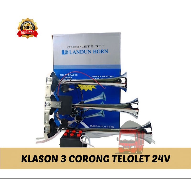 Klakson Telolet Mobil Truk Canter Fuso Trailler Bus 3 Corong 6 Nada Landun Marcopolo 12V 24V