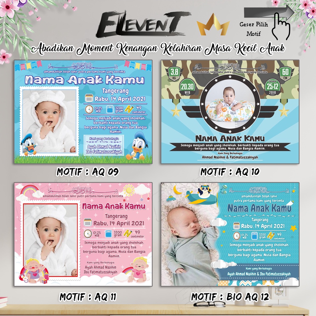 New Biodata Bayi Data + Doa Kelahiran Anak + Desain/Setting Foto Bayi Kamu Sudah diCetak tinggal pajang Bingkai / Mdf Newborn Baby Untuk Kado Hadiah Pajangan Walldecor Pigura Photo Anak Edit Happy Birthday Ultah Ulang Tahun Ucapan Tasyakuran Aqiqah Murah