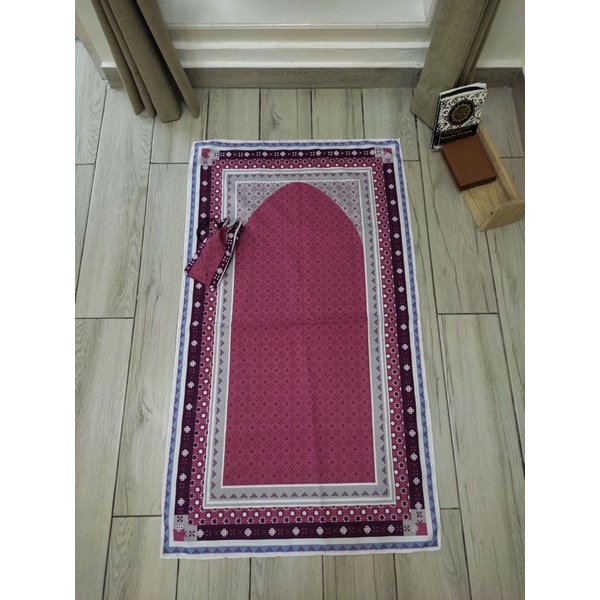 Sajadah Travel Sejadah Traveling pouch souvenir umroh Sajadah JUMBO Sajada Mukena Travel-Sajadah magenta abu