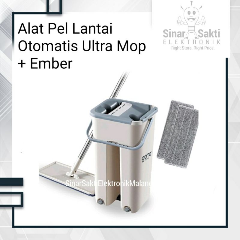 Samono Alat Pel Lantai Otomatis Ultra Mop Flat Tarik Sapu Ember Smart Mop Sweeper Malang