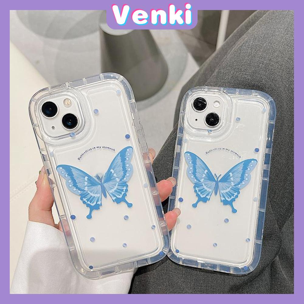 Case For iPhone 14 Pro Max TPU Soft Jelly Airbag Case Blue Butterfly Case Camera Protection Shockproof For iPhone 14 13 12 11 Plus Pro Max 7 Plus X XR