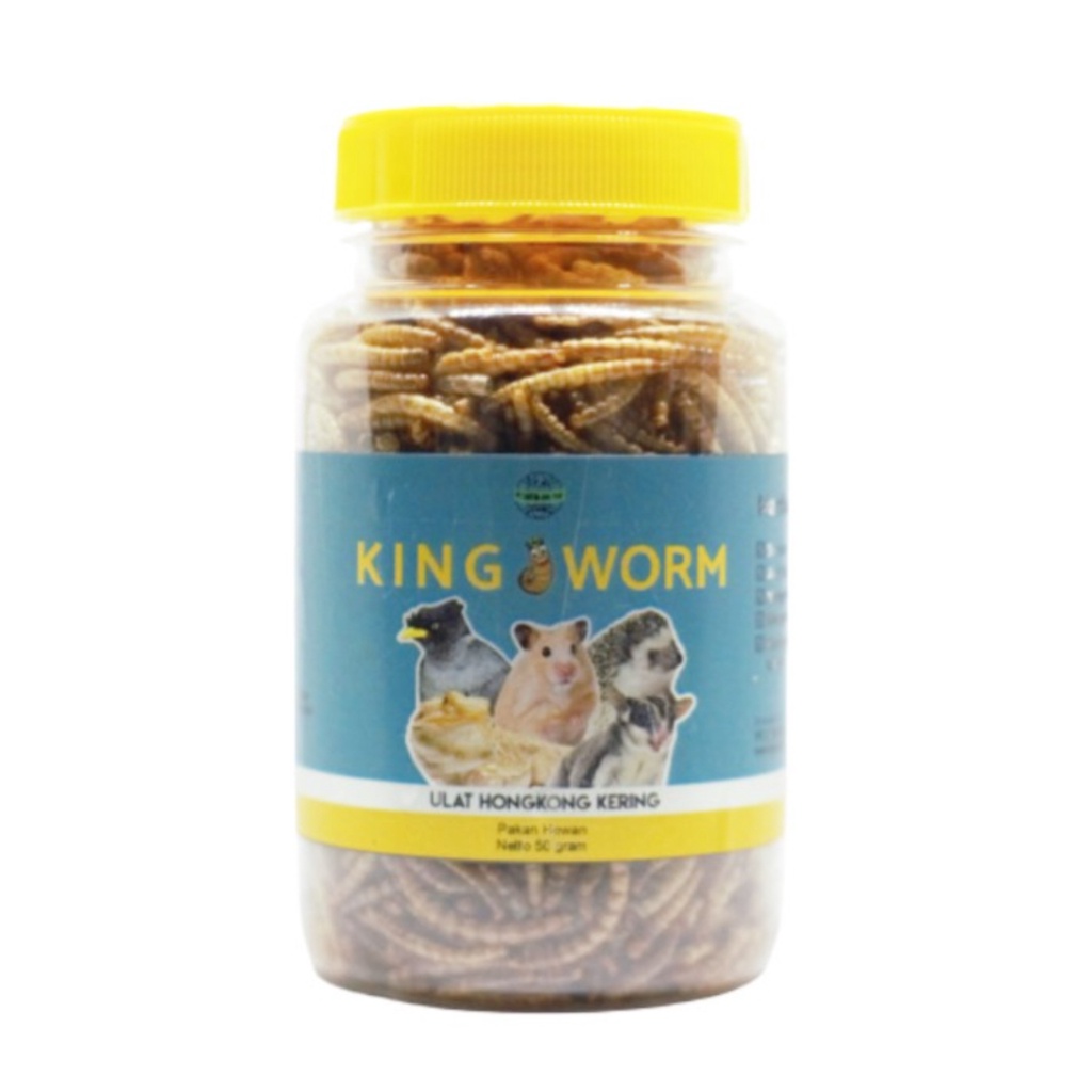 Ulat Hongkong Kering Dry Mealworm Makanan Pakan Hewan Burung Hamster