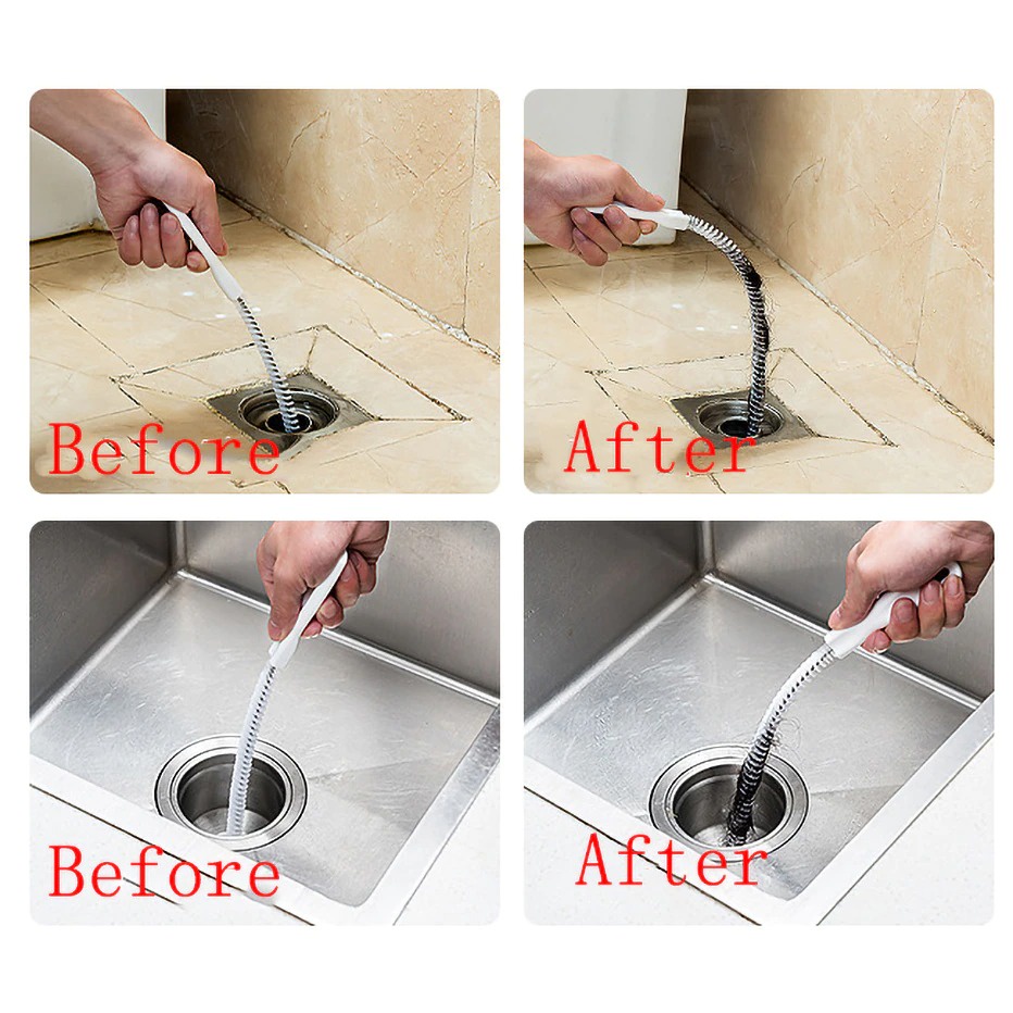 Pembersih  ledeng pembuangan air Penjepit Pembersih Pipa Pembuangan Pipe Sink 0.8m Gray Bebas Buntu Hair Sewer Sink Cleaning Brush pengambil rambut kotoran