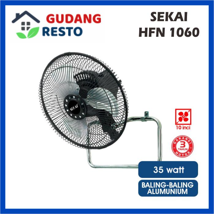 SEKAI HFN-1060 KIPAS ANGIN tornado besi 10&quot; 2 in 1 meja dinding Wall Desk Fan HFN 1060 HFN1060