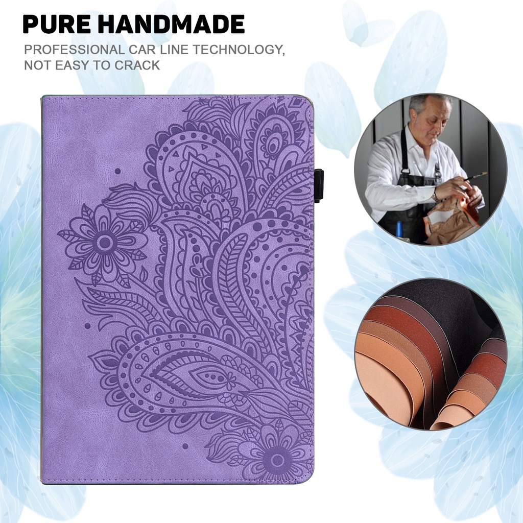 Flip Case Dompet Kulit Emboss Bunga Merak 3D Cover Xiaomi Redmi Pad (2022) 10.61 &quot;VHU4254IN 5G