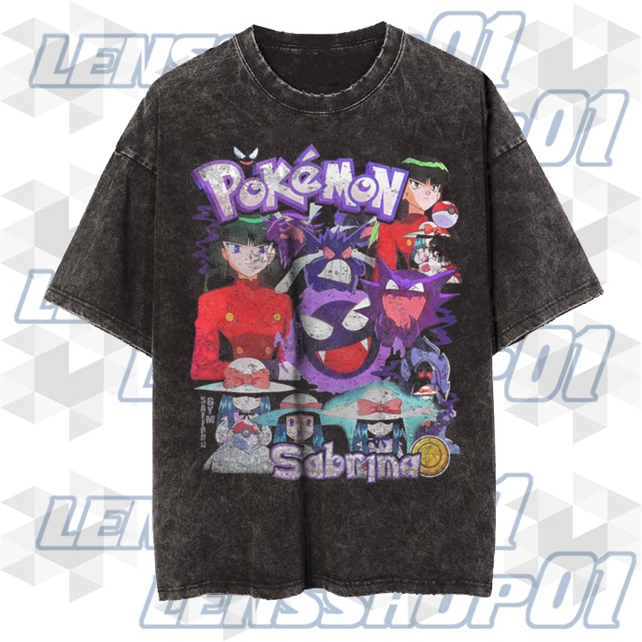 Kaos Unisex Vintage Style POKEMON SABRINA Premium Bootleg Anime T shirt