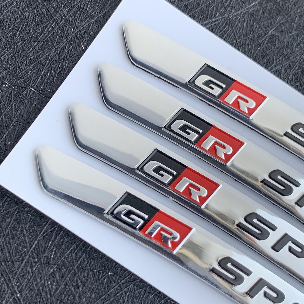 1 SET 4pcs Stiker Emblem Logo GR 3D Bahan Aluminum Untuk Dekorasi Mobil Toyota GR