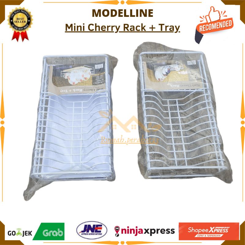 MODELLINE  - Rak Piring Gelas Mini Cherry Rak  + Tray / Polos Rak Piring Kecil Minimalis Rak Piring 