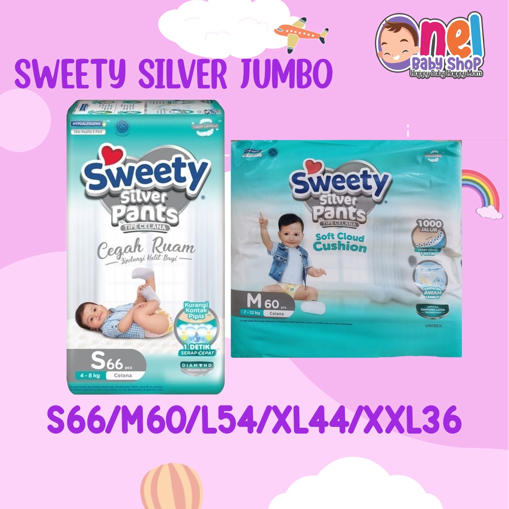SWEETY SILVER PANTS JUMBO S66/M60/L54/XL44/XXL32