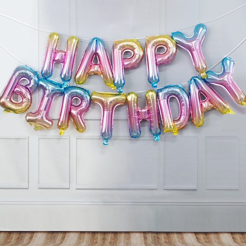 IMPOR SET BALON BALLOON FOIL KILAT TULISAN HAPPY BIRTHDAY UKURAN 40CM