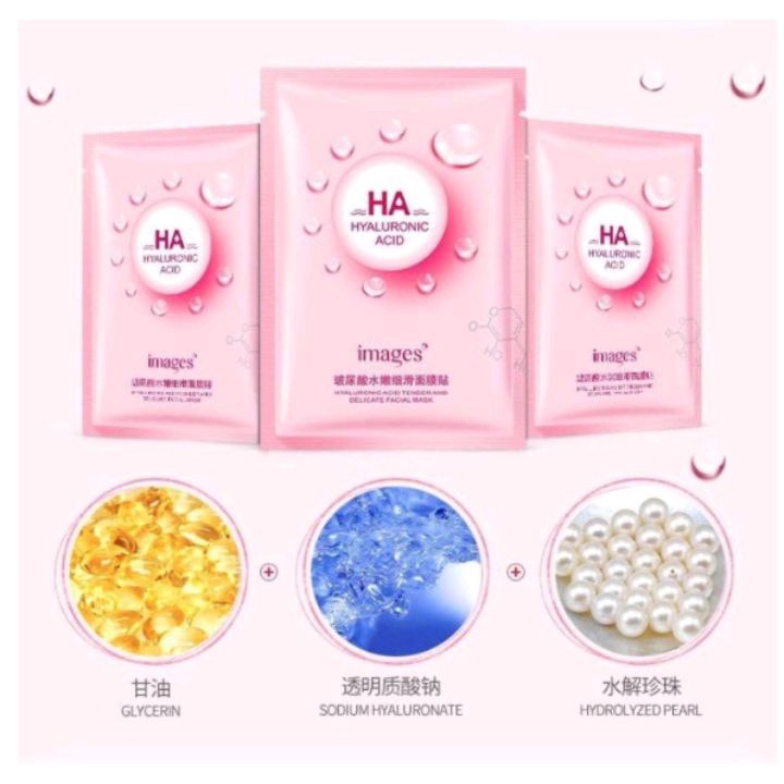 IMAGES HA Hyaluronic Acid Facial Mask Sheet Masker Wajah Moisturizing Pelembab IM003