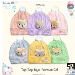 Boboko TopiBayi Rajut Premium Cat Kucing Kupluk Bayi Newborn baby Hat Tebal