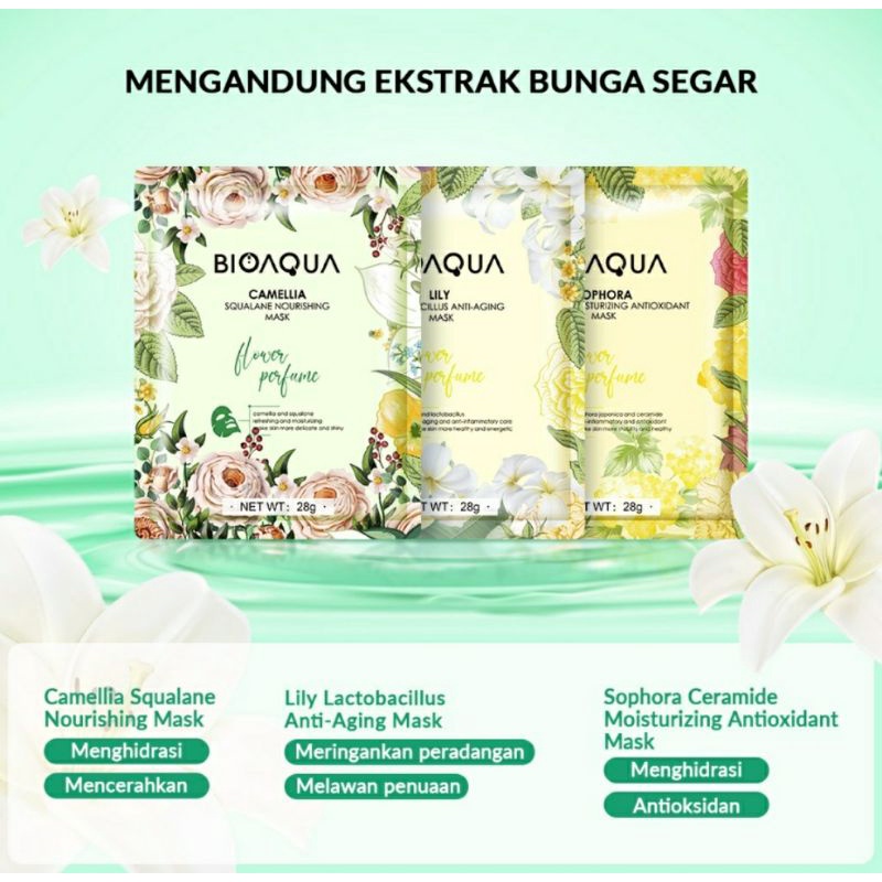 SHEET MASK BIOAQUA FLOWERS SERIES | SHEET MASK BUNGA | SHEET MASK BIOAQUA VARIANT TERBARU