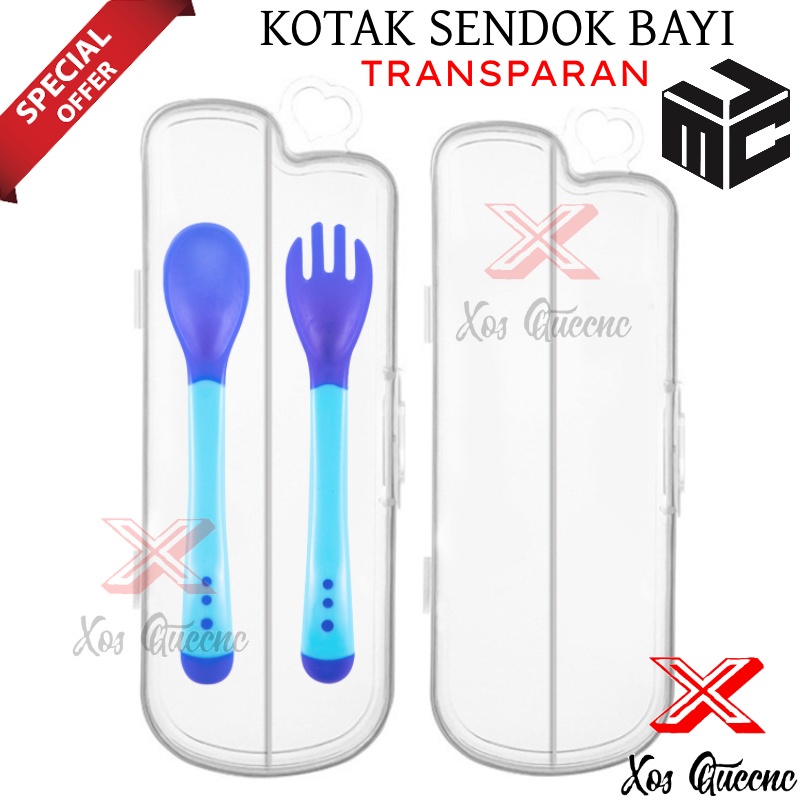 [XOQ] KOTAK SENDOK MAKAN BAYI SILIKON / KOTAK PENYIMPANAN SENDOK MAKAN BAYI TRANSPARAN