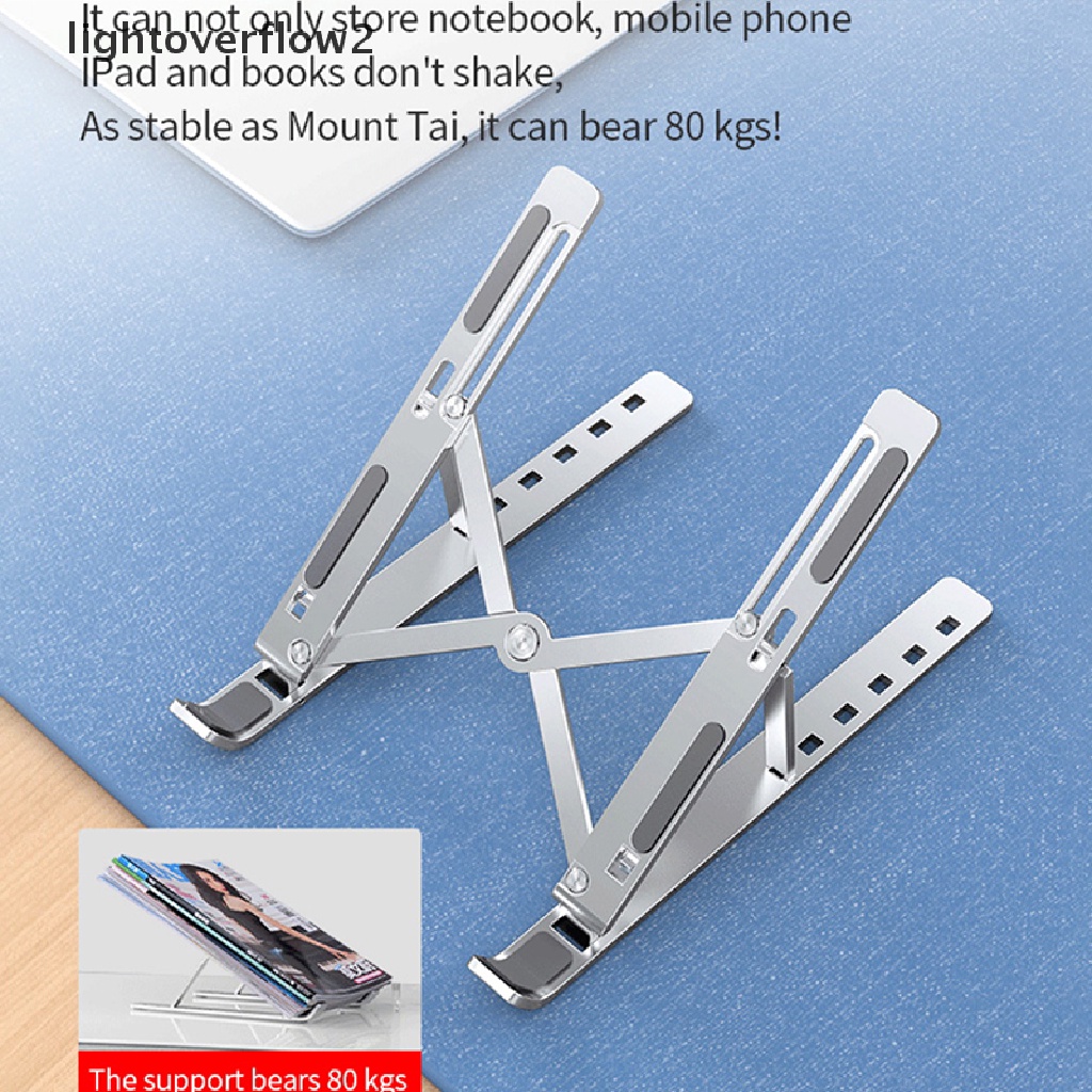 (lightoverflow2) Stand Holder Laptop / Notebook Bahan Aluminum Alloy Bisa Dilipat