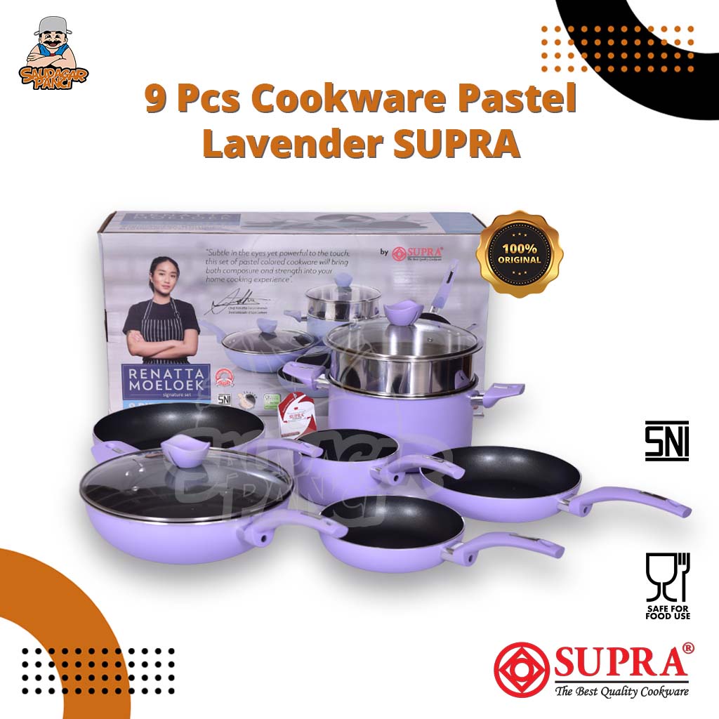 Panci Set Supra 9 pc cookware pastel RENATTA MOELOEK Signature Set Toska Lavender dan Pink