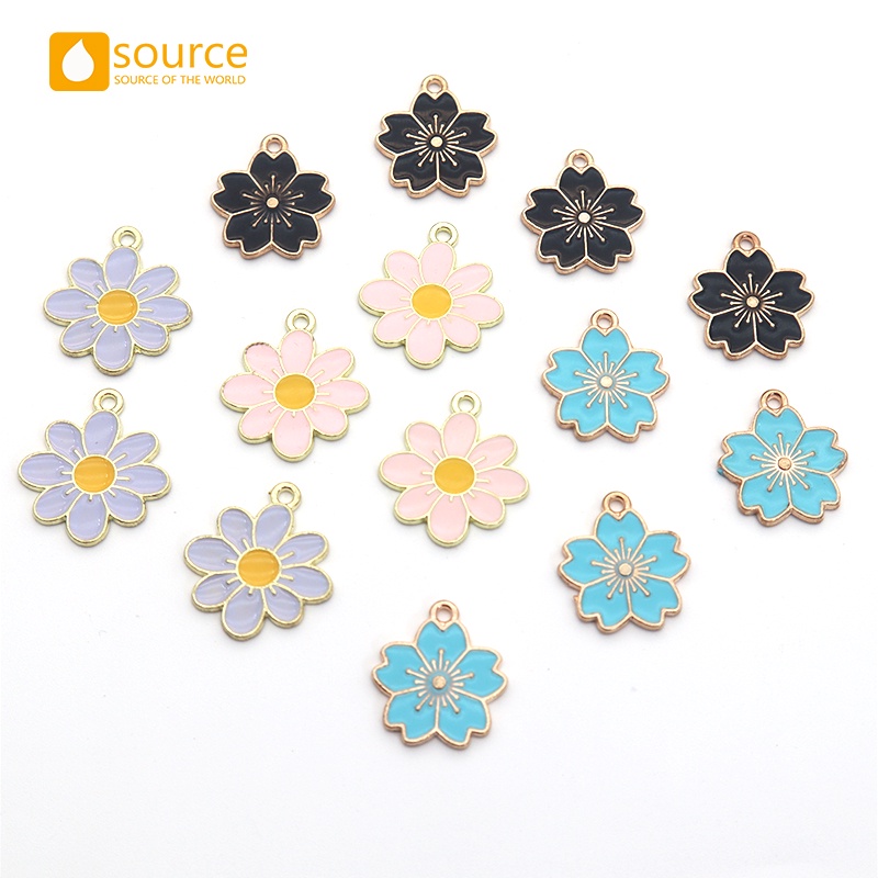 Aksesoris Kalung Liontin Bunga Warna-Warni Bahan Alloy Lapis Emas Untuk Pelajar