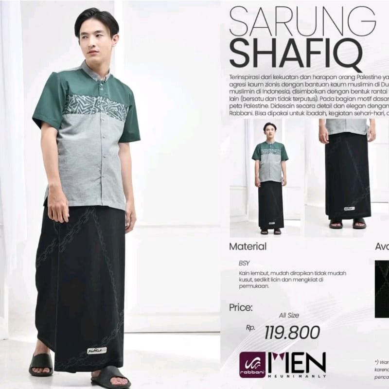 Sarung Rabbani Palestina Shafiq Hitam