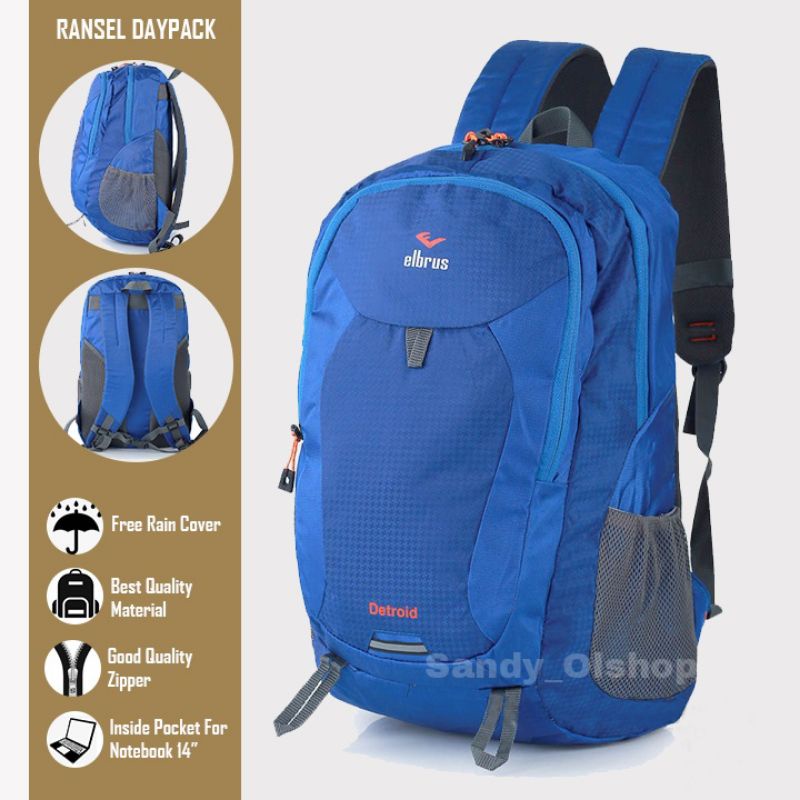 TAS RANSEL SEKOLAH-KULIAH ORIGINAL PRIA/WANITA ELBRUS 25LTR,BONUS RAINCOVER
