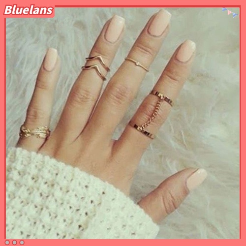 Bluelans 6Pcs Urban Rhinestone Above Knuckle Stacking Band Mid Rings Jewelry