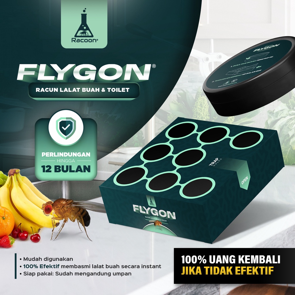 Racoon FLYGON Racun Umpan Lalat Buah & Kamar mandi | Garansi 100% Uang Kembali